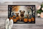 Norfolk Terrier Spooky Halloween Doormat Front Door Mat Indoor Outdoor Rugs for Entryway, Non Slip Washable Low Pile, 18H X 27W