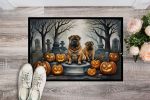 NEW Shar Pei Spooky Halloween Doormat Front Door Mat Indoor Outdoor Rugs for Entryway, Non Slip Washable Low Pile, 18H X 27W