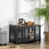 PawHut Heavy-Duty Dog Crate Furniture Large Spacious Interior for Medium Dogs Brown Black