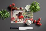 NEW Dachshund Cozy Christmas Glass Cutting Board Decorative Tempered Glass Kitchen Cutting and Serving Board Large Size Chopping Board