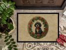 NEW Portuguese Water Dog Christmas Flowers Doormat Front Door Mat Indoor Outdoor Rugs for Entryway, Non Slip Washable Low Pile, 18H X 27W