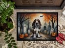 NEW Basset Hound Spooky Halloween Doormat Front Door Mat Indoor Outdoor Rugs for Entryway, Non Slip Washable Low Pile, 18H X 27W