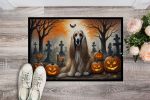 NEW Afghan Hound Spooky Halloween Doormat Front Door Mat Indoor Outdoor Rugs for Entryway, Non Slip Washable Low Pile, 18H X 27W