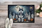 NEW Siberian Husky Spooky Halloween Doormat Front Door Mat Indoor Outdoor Rugs for Entryway, Non Slip Washable Low Pile, 18H X 27W