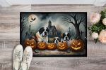 NEW Saint Bernard Spooky Halloween Doormat Front Door Mat Indoor Outdoor Rugs for Entryway, Non Slip Washable Low Pile, 18H X 27W