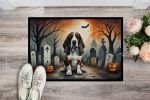 NEW Basset Hound Spooky Halloween Doormat Front Door Mat Indoor Outdoor Rugs for Entryway, Non Slip Washable Low Pile, 18H X 27W