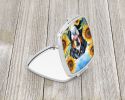 Greater Swiss Mountain Dog in Sunflowers Compact Mirror Decorative Travel Makeup Mirror for Women Girls Gifts Pocket Makeup Mirror Folding Handheld