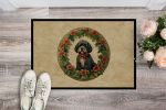 NEW Portuguese Water Dog Christmas Flowers Doormat Front Door Mat Indoor Outdoor Rugs for Entryway, Non Slip Washable Low Pile, 18H X 27W