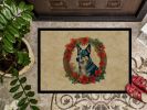 NEW Australian Cattle Dog Christmas Flowers Doormat Front Door Mat Indoor Outdoor Rugs for Entryway, Non Slip Washable Low Pile, 18H X 27W