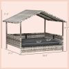 PawHut Elevated Wicker Dog House Indoor Outdoor Raised Rattan Bed Charcoal Grey Removable Cushion