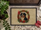 Bernese Mountain Dog Christmas Flowers Doormat Front Door Mat Indoor Outdoor Rugs for Entryway, Non Slip Washable Low Pile, 24H X 36W