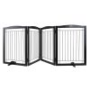 VEVOR Free Standing Dog Gate, 32" H x 96.5" W Freestanding Pet Gate, 4 Panels Foldable Dog Gate for Wide and Narrow Passageways, Expandable Dog Barrie