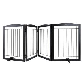 VEVOR Free Standing Dog Gate, 32" H x 96.5" W Freestanding Pet Gate, 4 Panels Foldable Dog Gate for Wide and Narrow Passageways, Expandable Dog Barrie (Function: Foldable, Width: 96.5 inches)