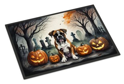 NEW Boxer Spooky Halloween Doormat Front Door Mat Indoor Outdoor Rugs for Entryway, Non Slip Washable Low Pile, 18H X 27W (Default: Default)
