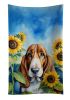 Basset Hound in Sunflowers Kitchen Towel Dish Cloths Guest Hand Towel Decorative Bathroom Towel for Face,Tea, Dishcloth, Kitchen and Bath