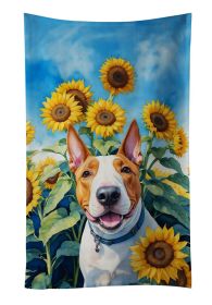 NEW English Bull Terrier in Sunflowers Kitchen Towel Dish Cloths Guest Hand Towel Decorative Bathroom Towel for Face,Tea, Dishcloth, Kitchen and Bath (Default: Default)
