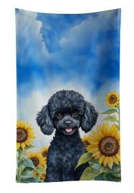 Black Poodle in Sunflowers Kitchen Towel Dish Cloths Guest Hand Towel Decorative Bathroom Towel for Face,Tea, Dishcloth, Kitchen and Bath (Default: Default)
