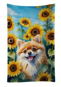 Pomeranian in Sunflowers Kitchen Towel Dish Cloths Guest Hand Towel Decorative Bathroom Towel for Face,Tea, Dishcloth, Kitchen and Bath (Default: Default)