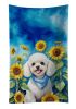 White Poodle in Sunflowers Kitchen Towel Dish Cloths Guest Hand Towel Decorative Bathroom Towel for Face,Tea, Dishcloth, Kitchen and Bath