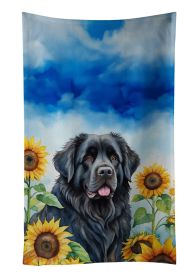 Newfoundland in Sunflowers Kitchen Towel Dish Cloths Guest Hand Towel Decorative Bathroom Towel for Face,Tea, Dishcloth, Kitchen and Bath (Default: Default)