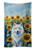 Samoyed in Sunflowers Kitchen Towel Dish Cloths Guest Hand Towel Decorative Bathroom Towel for Face,Tea, Dishcloth, Kitchen and Bath