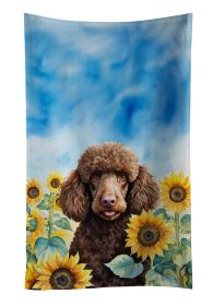 Chocolate Poodle in Sunflowers Kitchen Towel Dish Cloths Guest Hand Towel Decorative Bathroom Towel for Face,Tea, Dishcloth, Kitchen and Bath (Default: Default)