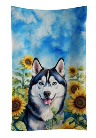 Siberian Husky in Sunflowers Kitchen Towel Dish Cloths Guest Hand Towel Decorative Bathroom Towel for Face,Tea, Dishcloth, Kitchen and Bath (Default: Default)