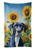 Great Dane in Sunflowers Kitchen Towel Dish Cloths Guest Hand Towel Decorative Bathroom Towel for Face,Tea, Dishcloth, Kitchen and Bath