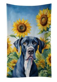 Great Dane in Sunflowers Kitchen Towel Dish Cloths Guest Hand Towel Decorative Bathroom Towel for Face,Tea, Dishcloth, Kitchen and Bath (Default: Default)