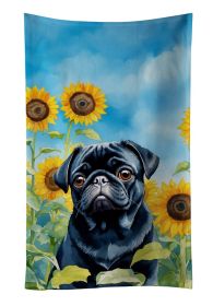 Pug in Sunflowers Kitchen Towel Dish Cloths Guest Hand Towel Decorative Bathroom Towel for Face,Tea, Dishcloth, Kitchen and Bath (Default: Default)