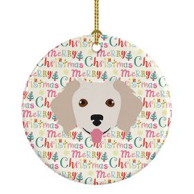 Small Greek Domestic Dog Merry Christmas Ceramic Ornament Christmas Tree Hanging Decorations for Home Christmas Holiday, Party, Gift, 3 in, Multi (Default: Default)