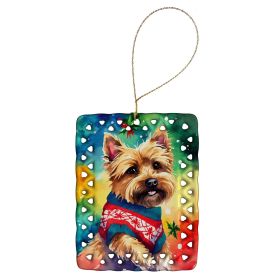 Yorkshire Terrier Yorkie Christmas Porcelain Ornament Christmas Tree Hanging Decorations for Home Christmas Holiday, Rectangle, Gift, Multicolor (Default: Default)