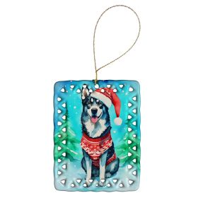 Siberian Husky Christmas Porcelain Ornament Christmas Tree Hanging Decorations for Home Christmas Holiday, Rectangle, Gift, Multicolor (Default: Default)
