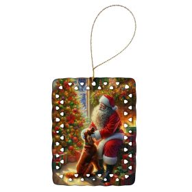 Irish Setter and Santa Claus Porcelain Ornament Christmas Tree Hanging Decorations for Home Christmas Holiday, Rectangle, Gift, Multicolor (Default: Default)