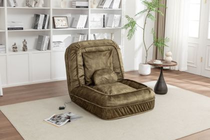 Upholstered Human Dog Bed for Adult & Pets,with 5 Adjustable Position &Massage Pillow, Bean Bag floor sofa with 2 Soft Pillows (Color: as Pic)