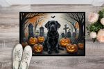 NEW Black Labrador Retriever Spooky Halloween Doormat Front Door Mat Indoor Outdoor Rugs for Entryway, Non Slip Washable Low Pile, 18H X 27W