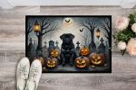 NEW Black Pug Spooky Halloween Doormat Front Door Mat Indoor Outdoor Rugs for Entryway, Non Slip Washable Low Pile, 18H X 27W