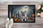 NEW English Bulldog Spooky Halloween Doormat Front Door Mat Indoor Outdoor Rugs for Entryway, Non Slip Washable Low Pile, 18H X 27W