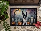 NEW Boston Terrier Spooky Halloween Doormat Front Door Mat Indoor Outdoor Rugs for Entryway, Non Slip Washable Low Pile, 18H X 27W