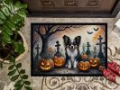 NEW Papillon Spooky Halloween Doormat Front Door Mat Indoor Outdoor Rugs for Entryway, Non Slip Washable Low Pile, 18H X 27W