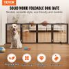 VEVOR Free Standing Dog Gate, 32" H x 96.5" W Freestanding Pet Gate, 4 Panels Foldable Dog Gate for Wide and Narrow Passageways, Expandable Dog Barrie