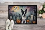 NEW Boston Terrier Spooky Halloween Doormat Front Door Mat Indoor Outdoor Rugs for Entryway, Non Slip Washable Low Pile, 18H X 27W