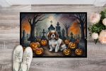 NEW Cavalier Spaniel Spooky Halloween Doormat Front Door Mat Indoor Outdoor Rugs for Entryway, Non Slip Washable Low Pile, 18H X 27W