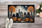 NEW Keeshond Spooky Halloween Doormat Front Door Mat Indoor Outdoor Rugs for Entryway, Non Slip Washable Low Pile, 18H X 27W