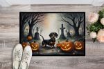 NEW Dachshund Spooky Halloween Doormat Front Door Mat Indoor Outdoor Rugs for Entryway, Non Slip Washable Low Pile, 18H X 27W