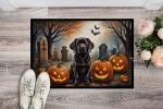 NEW Chocolate Labrador Retriever Spooky Halloween Doormat Front Door Mat Indoor Outdoor Rugs for Entryway, Non Slip Washable Low Pile, 18H X 27W