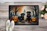 NEW Rottweiler Spooky Halloween Doormat Front Door Mat Indoor Outdoor Rugs for Entryway, Non Slip Washable Low Pile, 18H X 27W